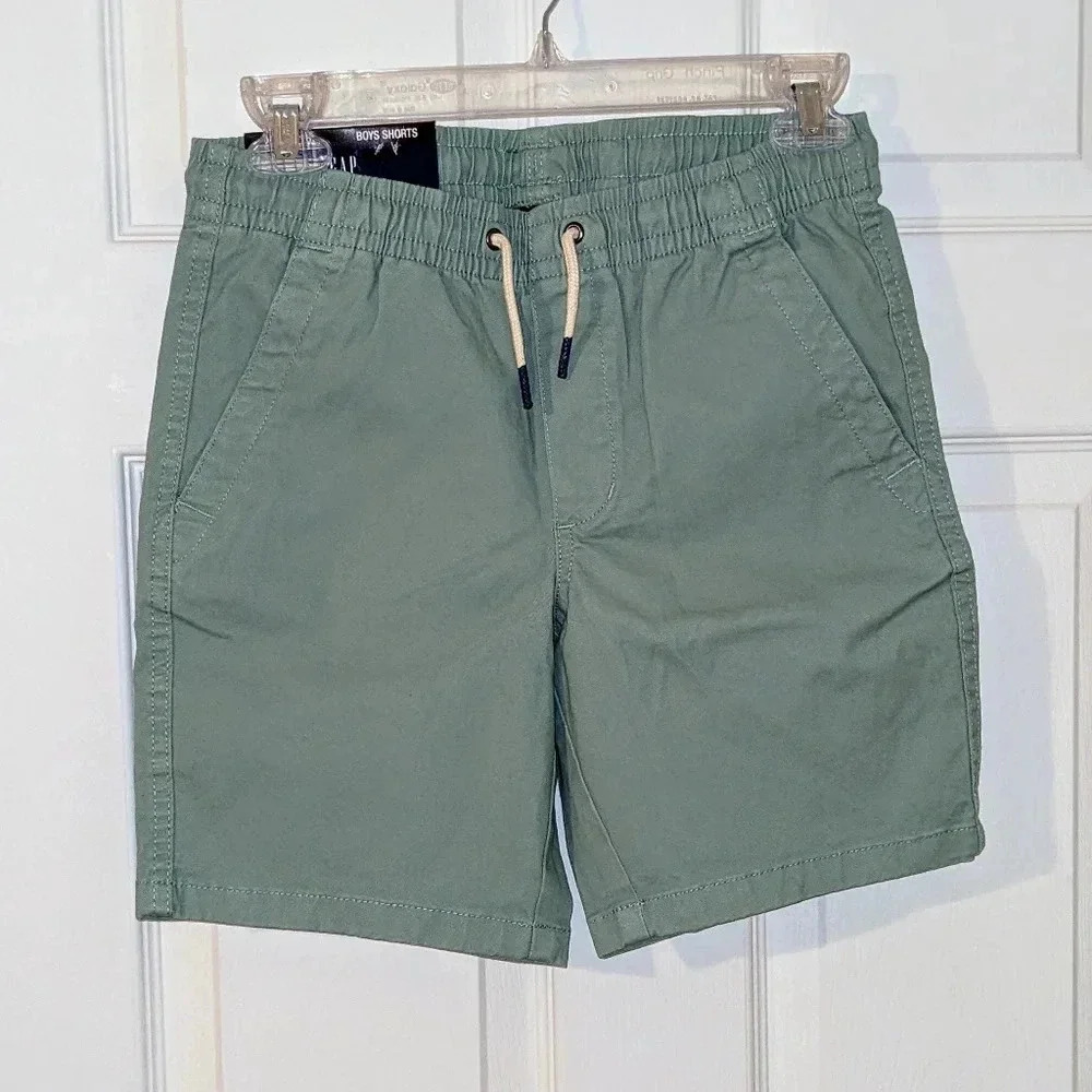 Gap Boy Elastic Waistband Pockets Stretch Soft Twill Shorts Green NWT‎